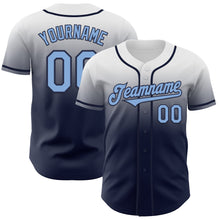 Load image into Gallery viewer, Custom White Light Blue-Navy Authentic Fade Fashion Baseball Jersey