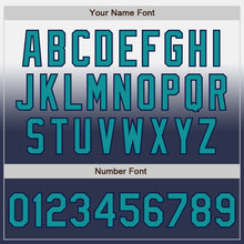 Load image into Gallery viewer, Custom White Teal-Navy Authentic Fade Fashion Baseball Jersey