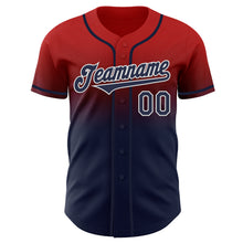 Load image into Gallery viewer, Custom Red Navy-White Authentic Fade Fashion Baseball Jersey
