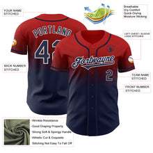 Load image into Gallery viewer, Custom Red Navy-White Authentic Fade Fashion Baseball Jersey