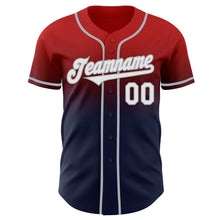 Load image into Gallery viewer, Custom Red Navy-Gray Authentic Fade Fashion Baseball Jersey