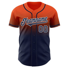 Load image into Gallery viewer, Custom Orange Navy-White Authentic Fade Fashion Baseball Jersey