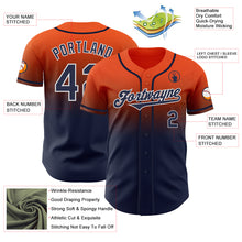 Load image into Gallery viewer, Custom Orange Navy-White Authentic Fade Fashion Baseball Jersey