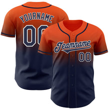 Load image into Gallery viewer, Custom Orange Navy-White Authentic Fade Fashion Baseball Jersey