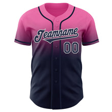 Load image into Gallery viewer, Custom Pink Navy-White Authentic Fade Fashion Baseball Jersey