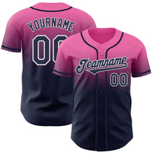 Load image into Gallery viewer, Custom Pink Navy-White Authentic Fade Fashion Baseball Jersey