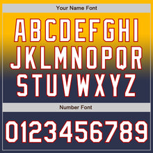 Load image into Gallery viewer, Custom Gold Navy-Red Authentic Fade Fashion Baseball Jersey