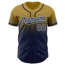 Load image into Gallery viewer, Custom Old Gold Navy-White Authentic Fade Fashion Baseball Jersey