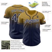 Load image into Gallery viewer, Custom Old Gold Navy-White Authentic Fade Fashion Baseball Jersey