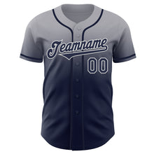Load image into Gallery viewer, Custom Gray Navy-White Authentic Fade Fashion Baseball Jersey