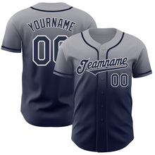 Load image into Gallery viewer, Custom Gray Navy-White Authentic Fade Fashion Baseball Jersey