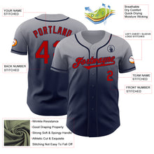 Load image into Gallery viewer, Custom Gray Red-Navy Authentic Fade Fashion Baseball Jersey