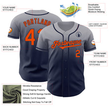 Load image into Gallery viewer, Custom Gray Orange-Navy Authentic Fade Fashion Baseball Jersey