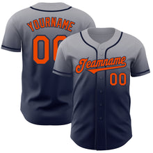 Load image into Gallery viewer, Custom Gray Orange-Navy Authentic Fade Fashion Baseball Jersey