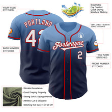 Load image into Gallery viewer, Custom Light Blue Navy-Red Authentic Fade Fashion Baseball Jersey