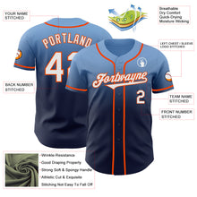 Load image into Gallery viewer, Custom Light Blue Navy-Orange Authentic Fade Fashion Baseball Jersey