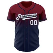 Load image into Gallery viewer, Custom Crimson White-Navy Authentic Fade Fashion Baseball Jersey