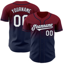 Load image into Gallery viewer, Custom Crimson White-Navy Authentic Fade Fashion Baseball Jersey