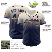 Load image into Gallery viewer, Custom Cream Vintage USA Flag-Navy Authentic Fade Fashion Baseball Jersey