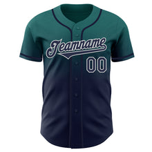 Load image into Gallery viewer, Custom Teal Navy-White Authentic Fade Fashion Baseball Jersey