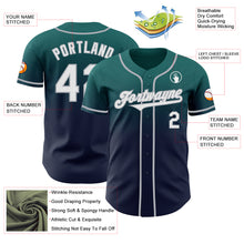 Load image into Gallery viewer, Custom Teal Navy-Gray Authentic Fade Fashion Baseball Jersey