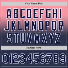 Load image into Gallery viewer, Custom Medium Pink Navy-White Authentic Fade Fashion Baseball Jersey