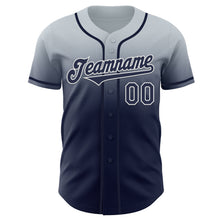 Load image into Gallery viewer, Custom Silver Navy-White Authentic Fade Fashion Baseball Jersey