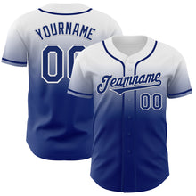 Load image into Gallery viewer, Custom White Royal Authentic Fade Fashion Baseball Jersey