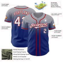 Load image into Gallery viewer, Custom Gray White Royal-Red Authentic Fade Fashion Baseball Jersey