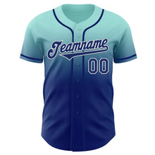 Load image into Gallery viewer, Custom Ice Blue Royal-White Authentic Fade Fashion Baseball Jersey