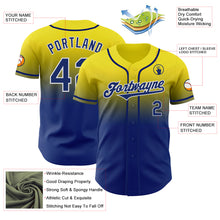 Load image into Gallery viewer, Custom Light Yellow Royal-White Authentic Fade Fashion Baseball Jersey