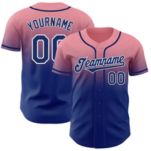 Load image into Gallery viewer, Custom Medium Pink Royal-White Authentic Fade Fashion Baseball Jersey