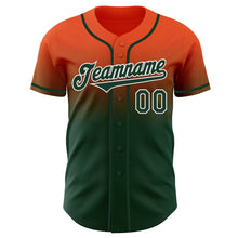 Load image into Gallery viewer, Custom Orange Green-White Authentic Fade Fashion Baseball Jersey