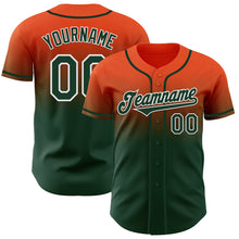 Load image into Gallery viewer, Custom Orange Green-White Authentic Fade Fashion Baseball Jersey
