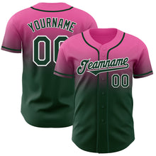 Load image into Gallery viewer, Custom Pink Green-White Authentic Fade Fashion Baseball Jersey