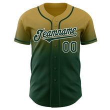 Load image into Gallery viewer, Custom Old Gold Green-White Authentic Fade Fashion Baseball Jersey