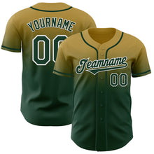 Load image into Gallery viewer, Custom Old Gold Green-White Authentic Fade Fashion Baseball Jersey