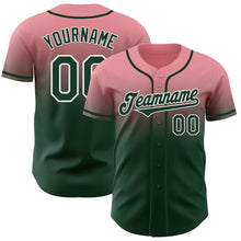 Load image into Gallery viewer, Custom Medium Pink Green-White Authentic Fade Fashion Baseball Jersey