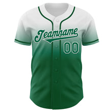Load image into Gallery viewer, Custom White Kelly Green Authentic Fade Fashion Baseball Jersey