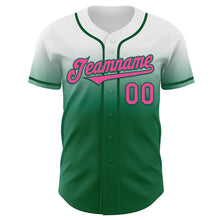 Load image into Gallery viewer, Custom White Pink-Kelly Green Authentic Fade Fashion Baseball Jersey