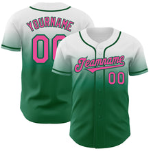 Load image into Gallery viewer, Custom White Pink-Kelly Green Authentic Fade Fashion Baseball Jersey