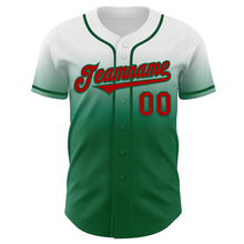 Load image into Gallery viewer, Custom White Red-Kelly Green Authentic Fade Fashion Baseball Jersey