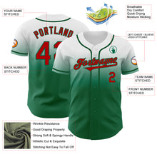 Load image into Gallery viewer, Custom White Red-Kelly Green Authentic Fade Fashion Baseball Jersey