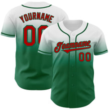 Load image into Gallery viewer, Custom White Red-Kelly Green Authentic Fade Fashion Baseball Jersey