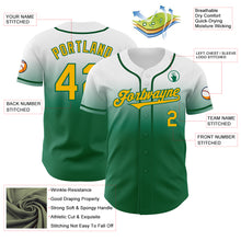 Load image into Gallery viewer, Custom White Gold-Kelly Green Authentic Fade Fashion Baseball Jersey