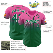 Load image into Gallery viewer, Custom Pink Kelly Green-White Authentic Fade Fashion Baseball Jersey