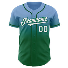 Load image into Gallery viewer, Custom Light Blue White-Kelly Green Authentic Fade Fashion Baseball Jersey