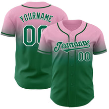 Load image into Gallery viewer, Custom Light Pink Kelly Green-White Authentic Fade Fashion Baseball Jersey