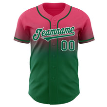 Load image into Gallery viewer, Custom Neon Pink Kelly Green-White Authentic Fade Fashion Baseball Jersey