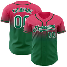 Load image into Gallery viewer, Custom Neon Pink Kelly Green-White Authentic Fade Fashion Baseball Jersey